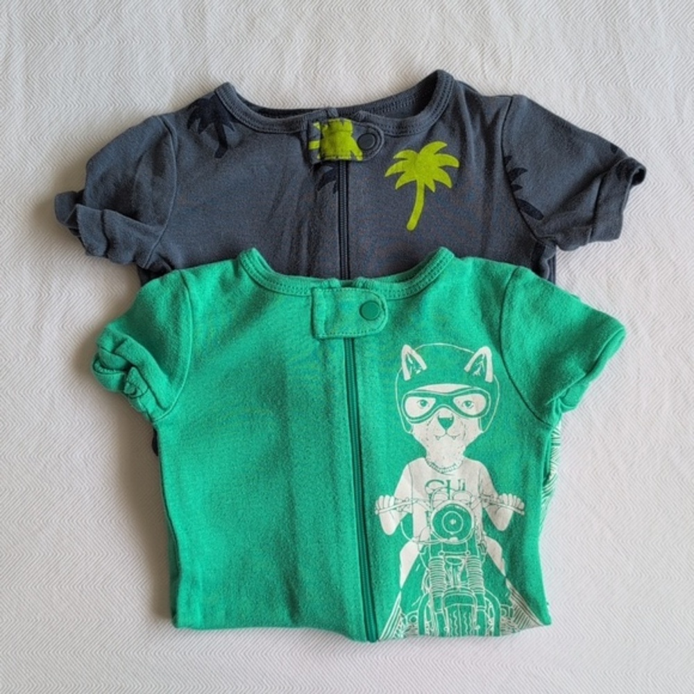 joe fresh 2-pack cotton summer zipper romper pajamas 6-12 months baby boy